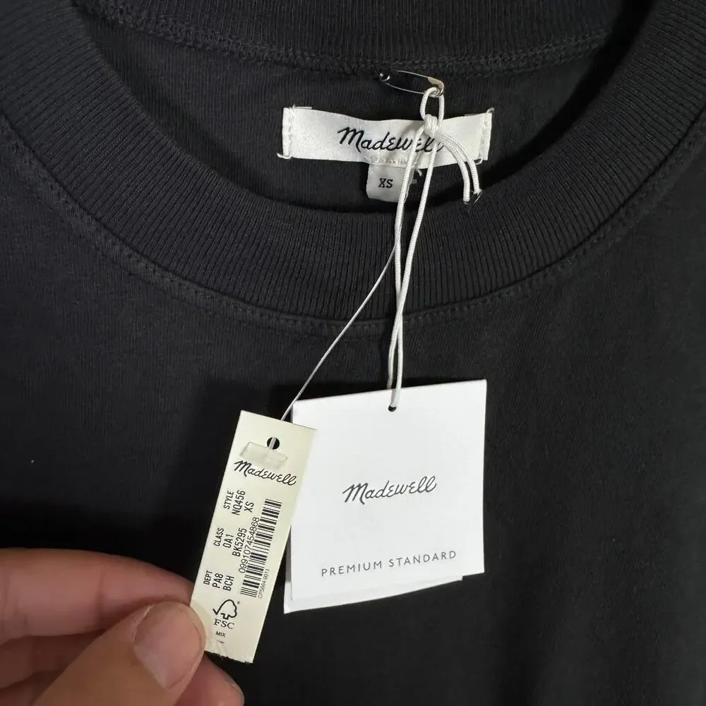 Madewell Premium Standard 01. The Shrunken Tee WMNS XS Black Charcoal Crew Neck